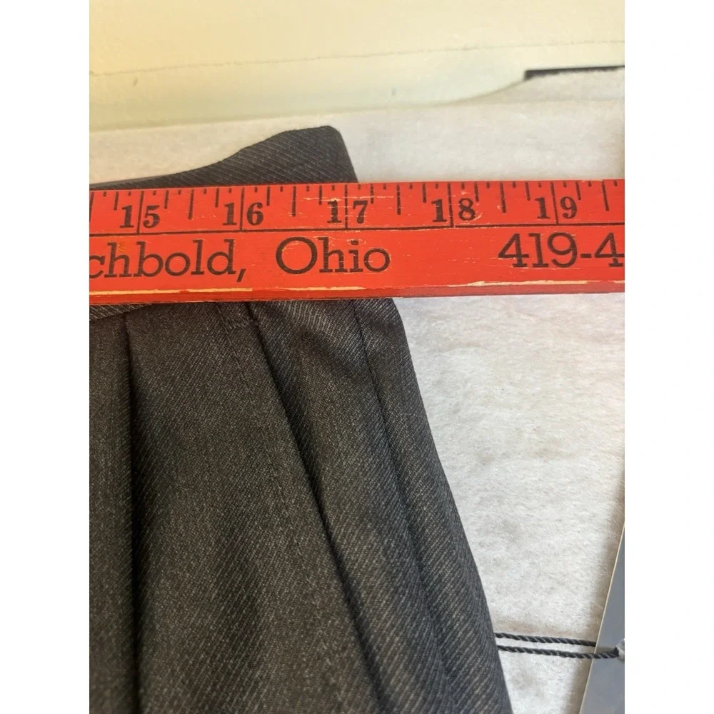 Kirkland Signature Men's 34x32 Wool Pleated Cuffed Dress Slacks Charcoal Twill